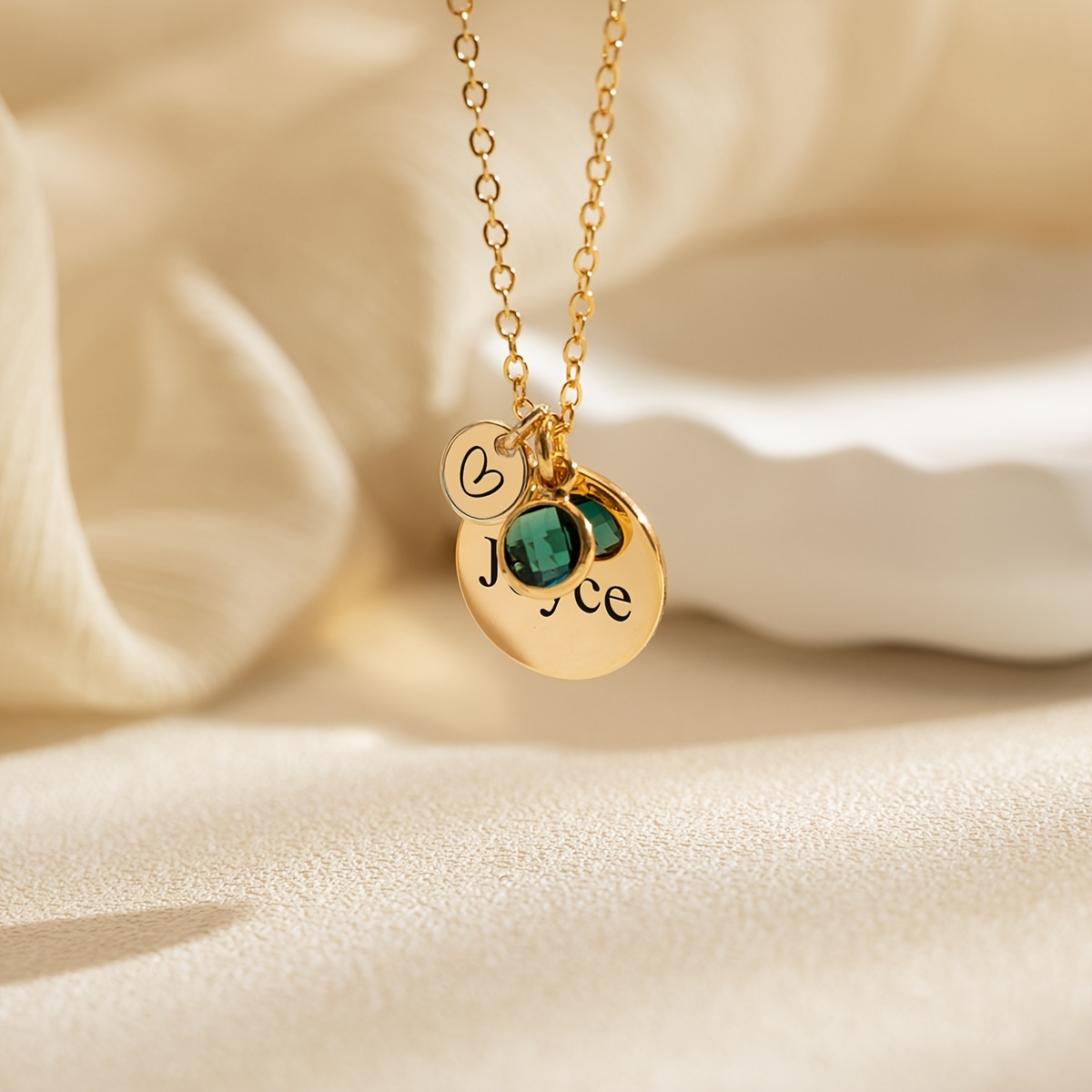 Personalized Women's Birthstone Pendant Necklace, 18K Gold-Plated